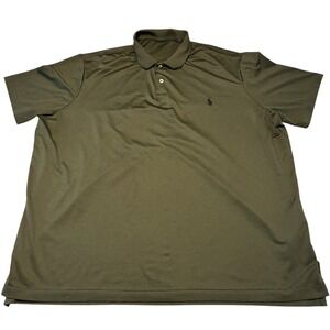 Polo Ralph Lauren Mens Olive Green Performance Polo Shirt Stretch Size XL